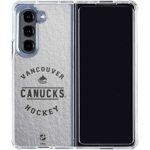 NHL Vancouver Canucks Black Text Galaxy Z Fold5 5G Clear Case