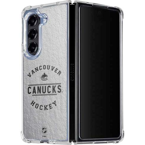 NHL Vancouver Canucks Black Text Galaxy Z Fold5 5G Clear Case