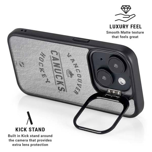NHL Vancouver Canucks Black Text iPhone 15 Plus Kickstand Case