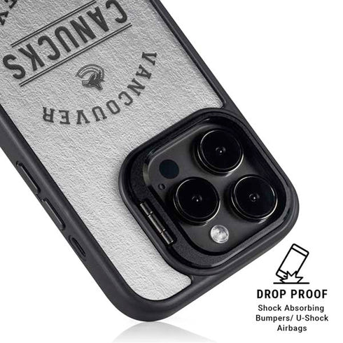 NHL Vancouver Canucks Black Text iPhone 15 Pro Kickstand Case