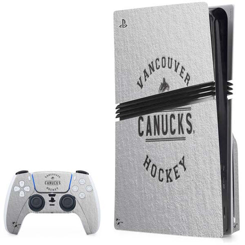 NHL Vancouver Canucks Black Text PS5 Pro Disk Bundle Skin