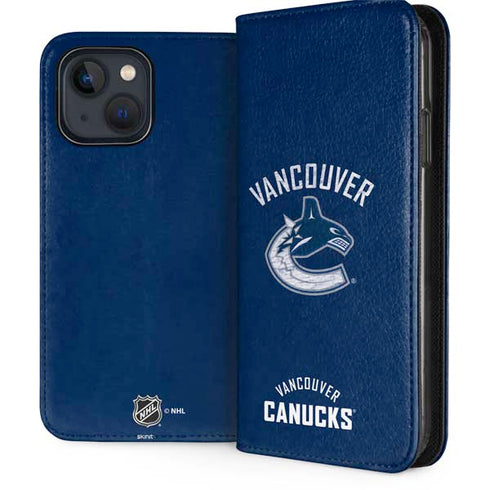 NHL Vancouver Canucks Distressed iPhone 15 Plus Folio Case