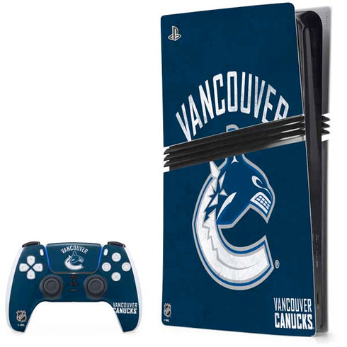 NHL Vancouver Canucks Distressed PS5 Pro Bundle Skin