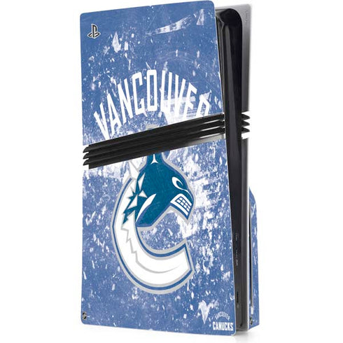 NHL Vancouver Canucks Frozen PS5 Pro Disk Console Skin