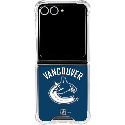 NHL Vancouver Canucks Solid Background Galaxy Z Flip7 Clear Case