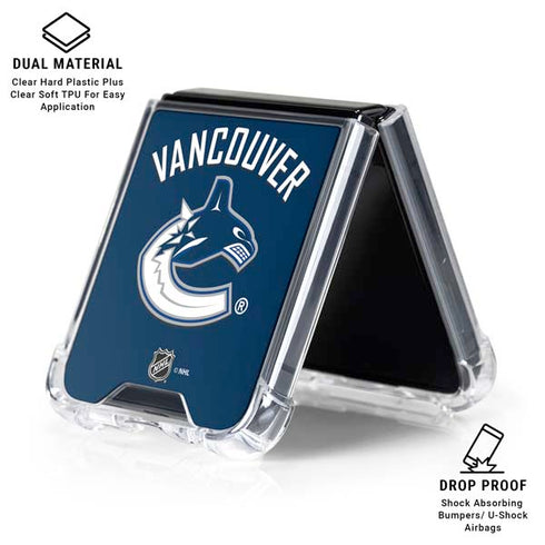 NHL Vancouver Canucks Solid Background Galaxy Z Flip7 Clear Case