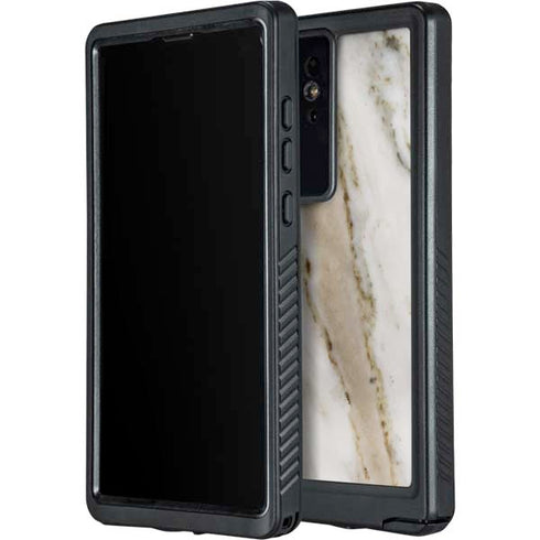 Vanilla Marble Galaxy S24 Ultra Waterproof Case