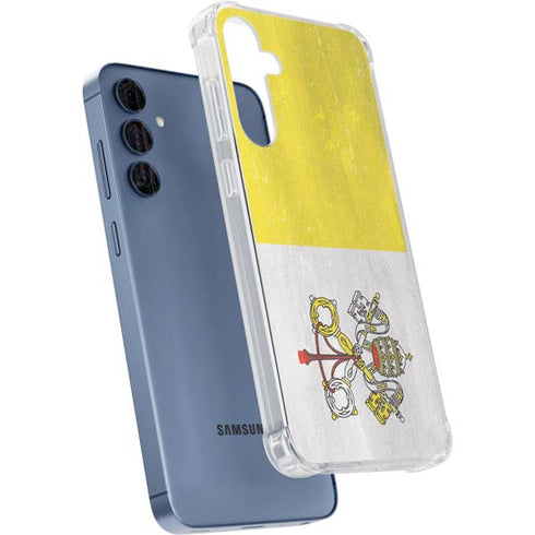 Vatican City Flag Distressed Galaxy A55 5G Clear Case