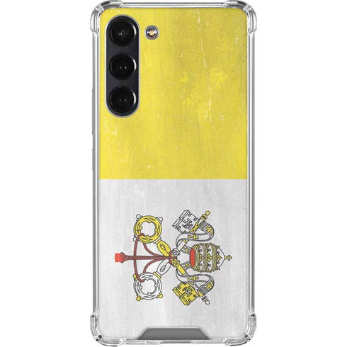 Vatican City Flag Distressed Galaxy S24 FE Clear Case