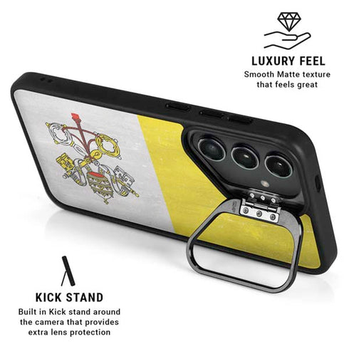 Vatican City Flag Distressed Galaxy S25 Kickstand Case