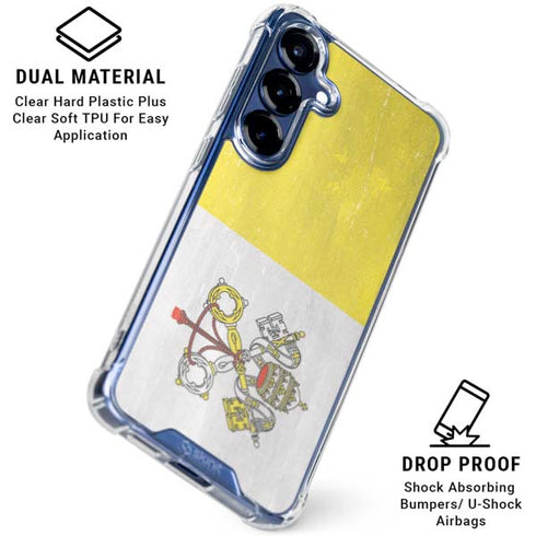 Vatican City Flag Distressed Galaxy S25 Clear Case