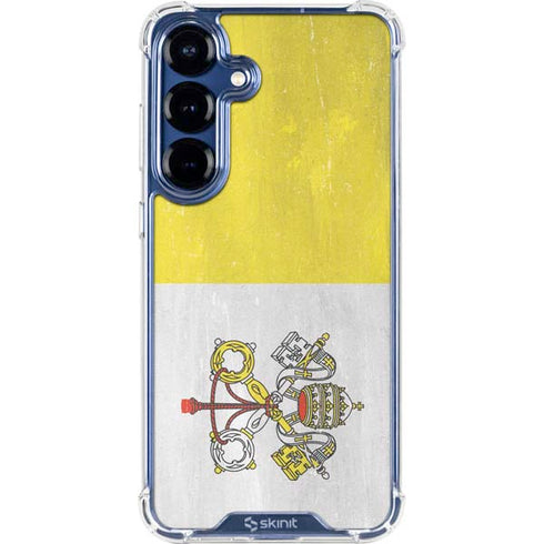 Vatican City Flag Distressed Galaxy S25 Plus Clear Case