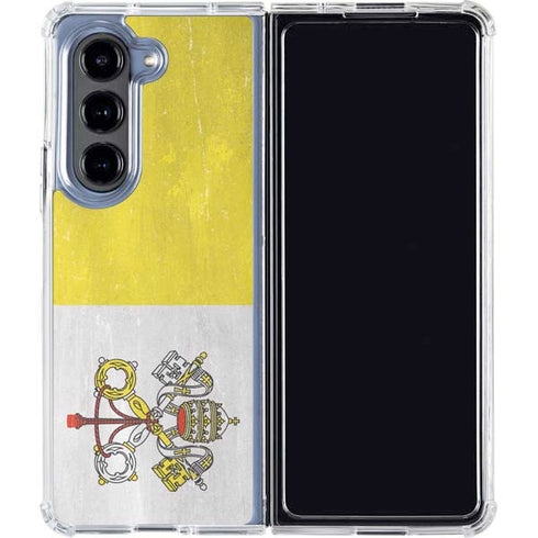 Vatican City Flag Distressed Galaxy Z Fold5 5G Clear Case