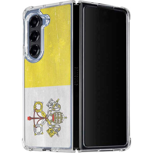Vatican City Flag Distressed Galaxy Z Fold5 5G Clear Case