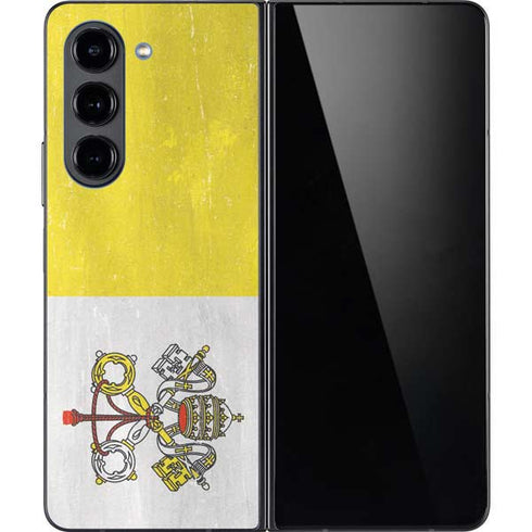 Vatican City Flag Distressed Galaxy Z Fold5 5G Skin