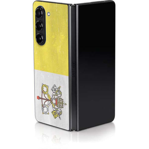 Vatican City Flag Distressed Galaxy Z Fold5 5G Skin