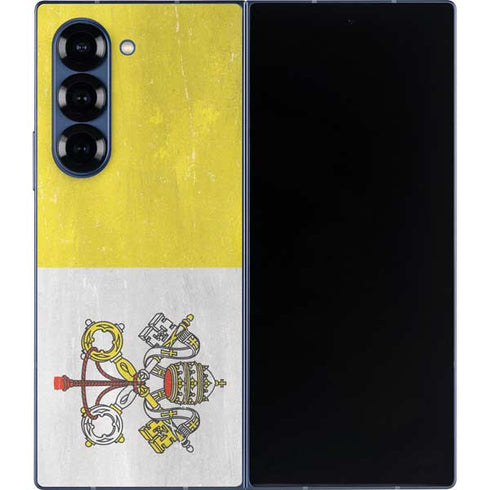 Vatican City Flag Distressed Galaxy Z Fold6 Skin