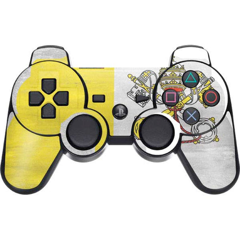 Vatican City Flag Distressed PS3 Dual Shock wireless controller Skin