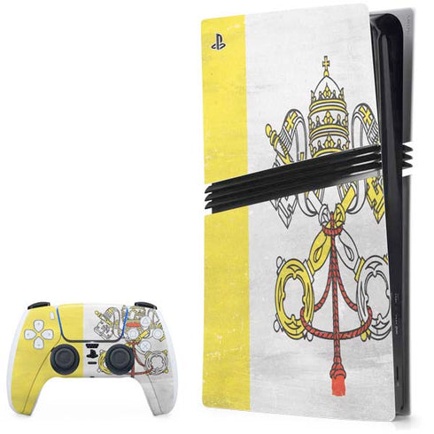 Vatican City Flag Distressed PS5 Pro Bundle Skin