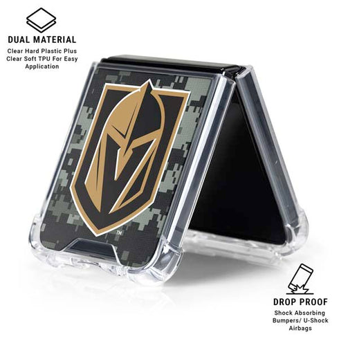 NHL Vegas Golden Knights Camo Galaxy Z Flip6 Clear Case