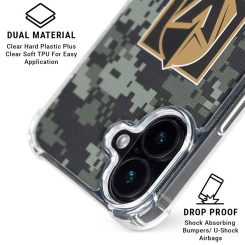 NHL Vegas Golden Knights Camo iPhone 16 Clear Case