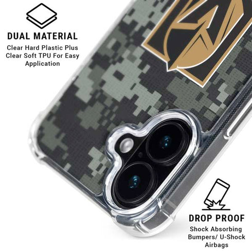 NHL Vegas Golden Knights Camo iPhone 16 Plus Clear Case