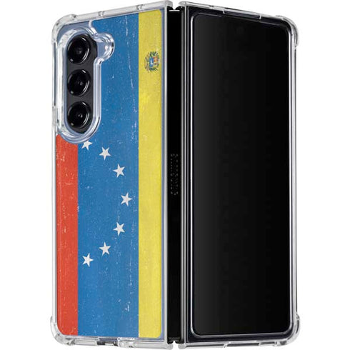 Venezuela Flag Distressed Galaxy Z Fold5 5G Clear Case