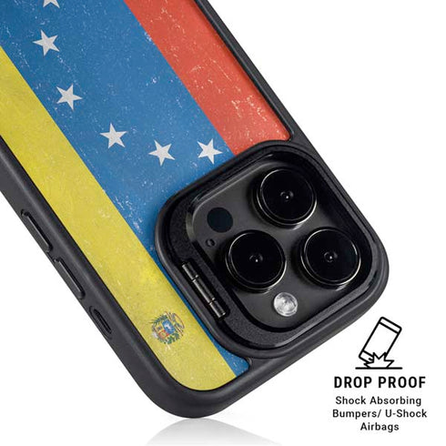 Venezuela Flag Distressed iPhone 15 Pro Kickstand Case