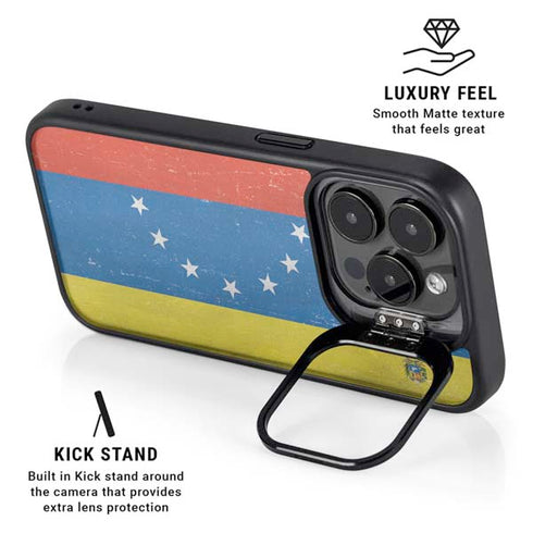 Venezuela Flag Distressed iPhone 16 Pro Max Kickstand Case