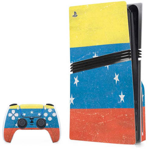 Venezuela Flag Distressed PS5 Pro Disk Bundle Skin