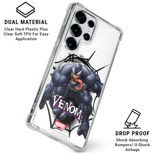 Marvel Venom Reaching Forward Galaxy S26 Ultra Clear Case