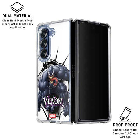 Marvel Venom Reaching Forward Galaxy Z Fold7 Clear Case