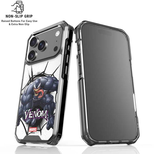 Marvel Venom Reaching Forward iPhone 17 Pro Clear Case