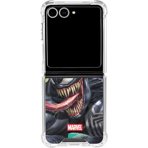 Marvel Venom Symbiote Galaxy Z Flip7 Clear Case