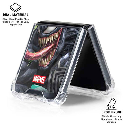 Marvel Venom Symbiote Galaxy Z Flip7 Clear Case
