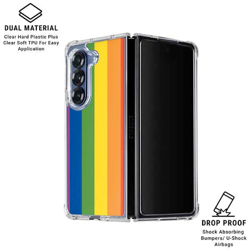 Vertical Rainbow Flag Galaxy Z Fold7 Clear Case