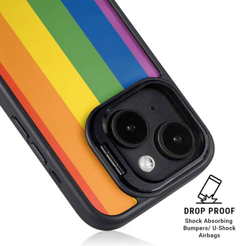 Vertical Rainbow Flag iPhone 15 Plus Kickstand Case