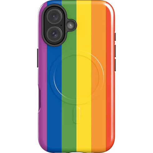 Vertical Rainbow Flag iPhone 16 Plus Magsafe Impact Case