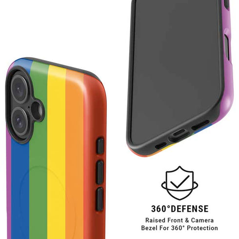Vertical Rainbow Flag iPhone 16 Plus Magsafe Impact Case