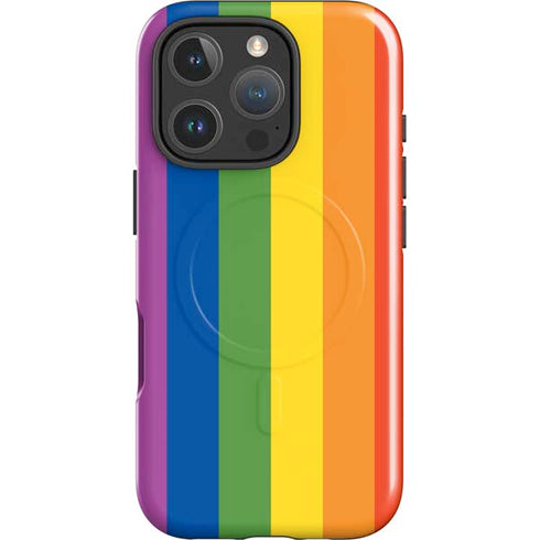 Vertical Rainbow Flag iPhone 16 Pro Magsafe Impact Case