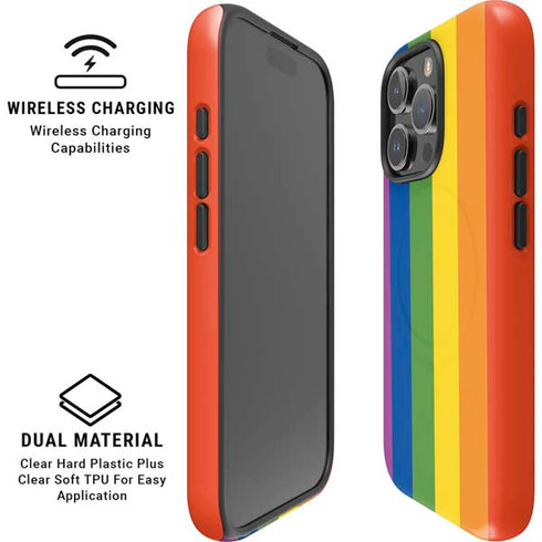 Vertical Rainbow Flag iPhone 16 Pro Max Magsafe Impact Case