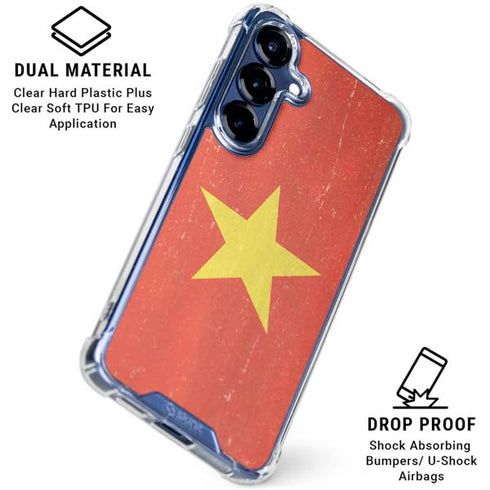 Vietnam Flag Distressed Galaxy S25 Plus Clear Case