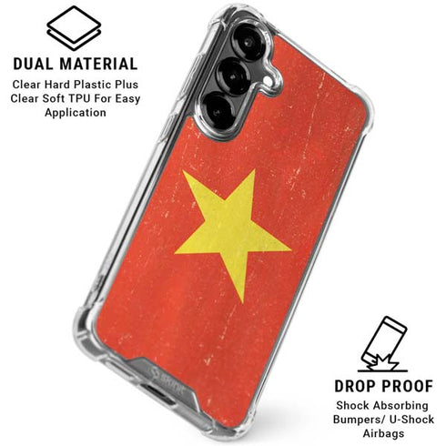 Vietnam Flag Distressed Galaxy S26 Clear Case