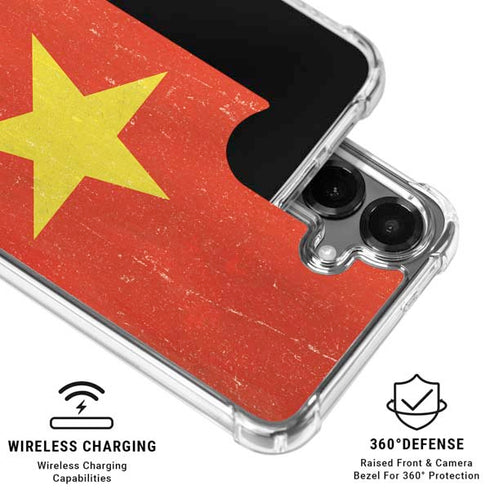 Vietnam Flag Distressed Galaxy S26 Plus Clear Case