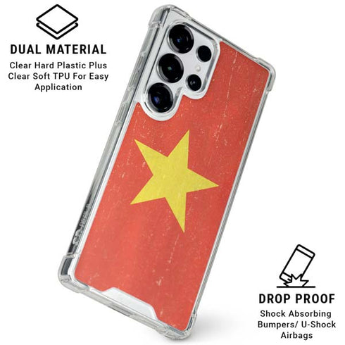 Vietnam Flag Distressed Galaxy S26 Ultra Clear Case