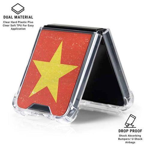 Vietnam Flag Distressed Galaxy Z Flip6 Clear Case