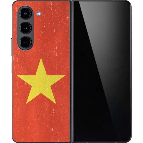 Vietnam Flag Distressed Galaxy Z Fold5 5G Skin