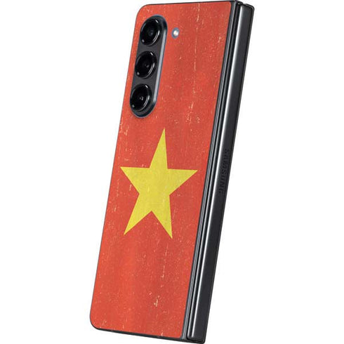 Vietnam Flag Distressed Galaxy Z Fold5 5G Skin