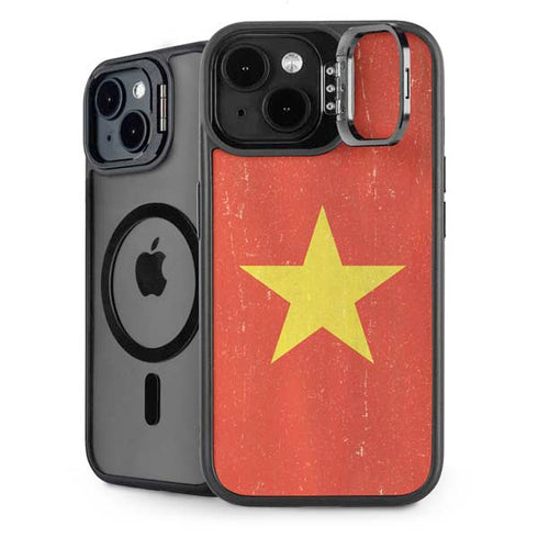 Vietnam Flag Distressed iPhone 14 Plus Kickstand Case