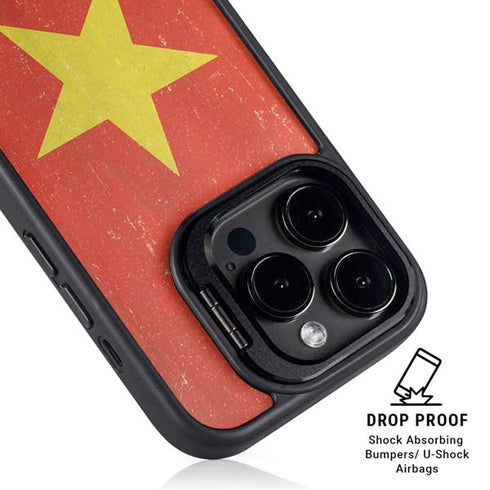 Vietnam Flag Distressed iPhone 14 Pro Kickstand Case